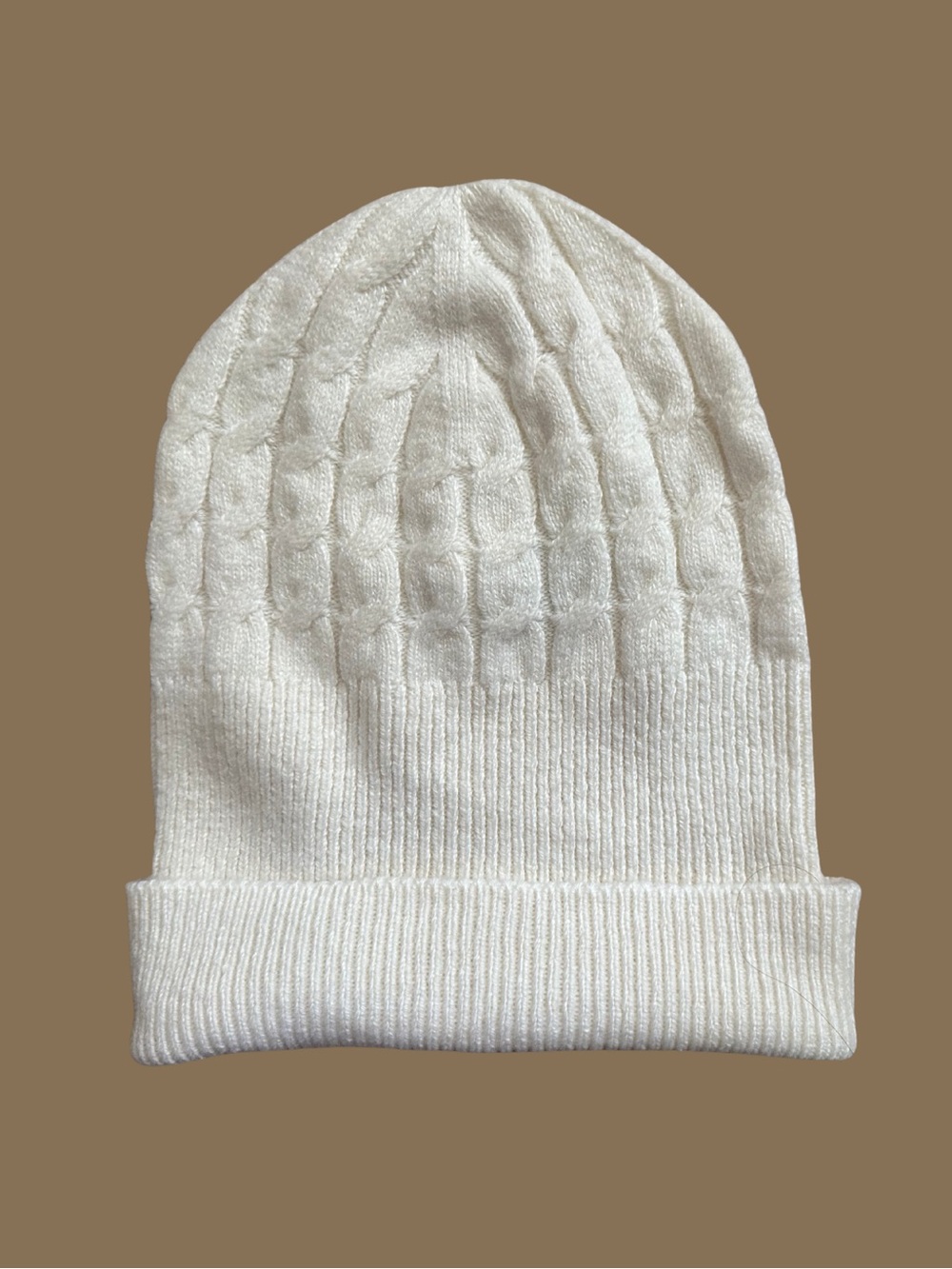 H&M Cream Knit Foldover Beanie SIZE ONE SIZE WOMEN’S Soft Winter Gift Smooth